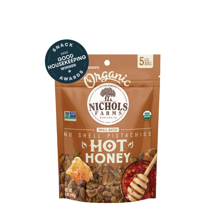 Organic Hot Honey - No Shell Pistachios - Nichols Farms